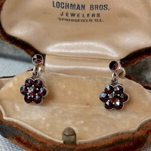 Antique Garnet Gold Gilt Eearrings